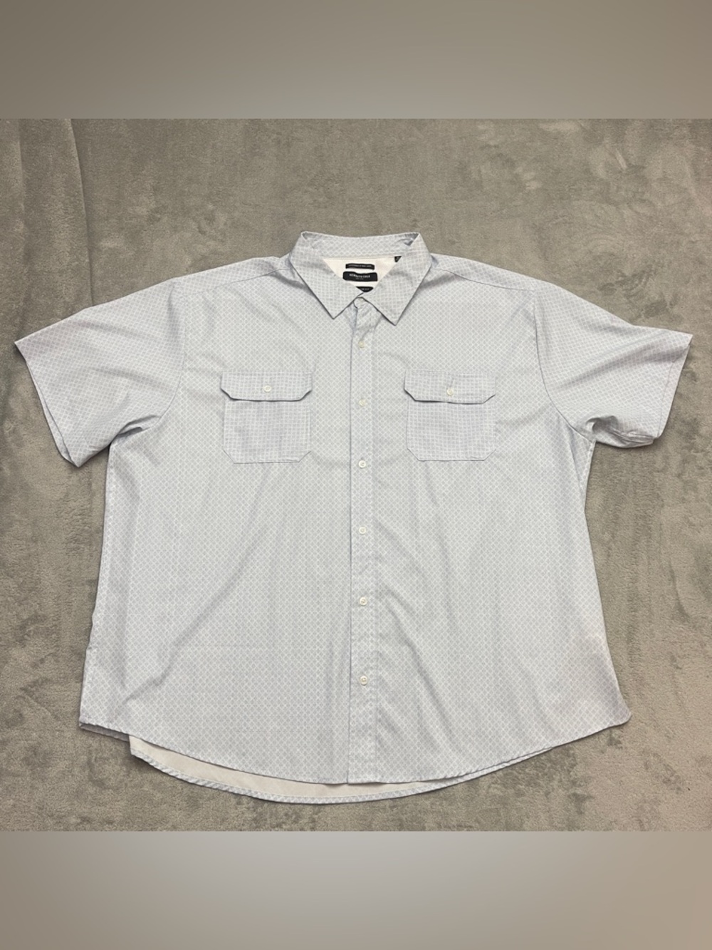 Kenneth Cole Men's 4X Regular Fit Light Blue Button-Up Shirt Geometric Pattern